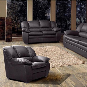 2-Sitzer Sofa Couch Sessel Loungesofa Modern Sitzgruppe Möbel Kunstleder Schwarz