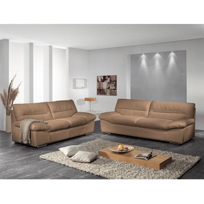 2-Sitzer Sofa Braun/Latte Macchiato Echtleder 198 x 87 x 100cm Modern