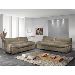 Cotta Sofa Doug 3-Sitzer Steingrau Echtleder 231x87x100 cm (BxHxT) Modern