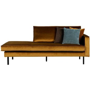 Couch Recamiere in Honigfarben Samt Retrostil