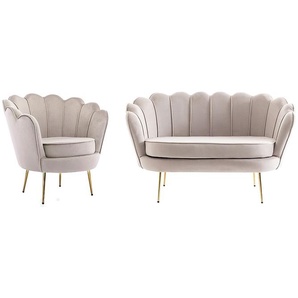 Couchgarnitur Muschel 2+1 - Samt - Graubraun - DANDELION