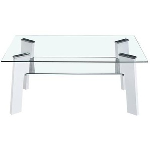 Couchtisch 110x60 cm, mit Glasablage - Wohnzimmertisch, Sofatisch