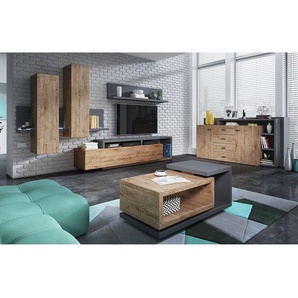 Couchtisch 120 x 40 x 60cm Grau/Eiche Dekor/Anthrazit