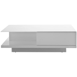 Couchtisch 120x60x36 cm, weiß, hochglanz lackiert, 8 mm Glasplatte - Wohnzimmertisch, Sofatisch