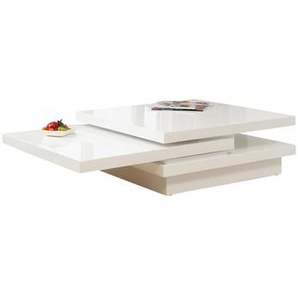 Couchtisch 120X80 cm, weiß, hochglanz lackiert, 360° drehbare Tischplatte - Wohnzimmertisch, Sofatisch