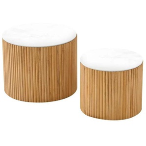 Couchtisch 2er Set - weiß - Materialmix - 50 cm - 38,5 cm | Möbel Kraft