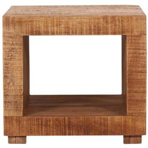 Couchtisch 50x50x45 cm, Mango Holz, 1 Ablagefach - Wohnzimmertisch, Sofatisch