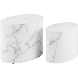 Couchtisch ACTONA GROUP Mice Anstelltisch, Sofatisch Tische Gr. B/H: 33 cm x 40 cm, weiß marmor Couchtische rund oval Beistelltisch, moderne ovale Form (Set, 2 st). in verschiedenen Farben