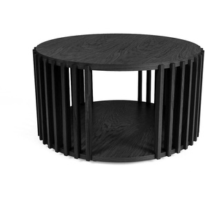 Couchtisch ANDAS Drum Tische Gr. B/H/T: 83 cm x 42 cm x 83 cm, schwarz Couchtische rund oval Holzfurnier aus Eiche, Sproßen massiver Eiche