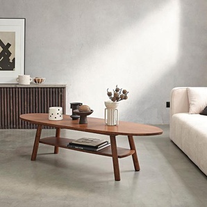 Couchtisch aus massivem Mindi-Holz, Walnuss-Finish 160 cm
