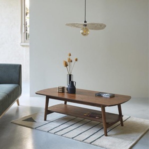 Couchtisch aus massivem Mindy in Walnuss-Finish 130 cm