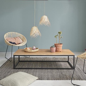 Couchtisch aus massivem Teakholz und Metall 140 cm