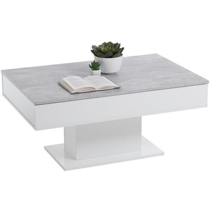 Couchtisch Avola 2, Beton Nachbildung, weiß