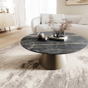 Couchtisch Borna 100x100 cm Keramik Laminam®Noir Desir Braun Gestell Konisch Effektfinish Titan, Couchtische