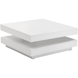 Drehbarer Couchtisch Cutato 78 x 34 x 78cm Weiß/Weiß