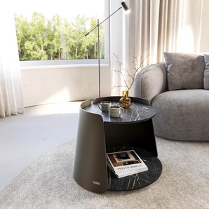Couchtisch Daban 59x59 cm Keramik Laminam®Noir Desir Braun Gestell Metall Titanfarbig, Couchtische