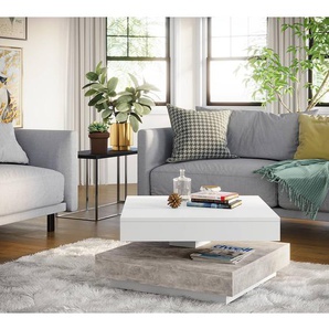 Couchtisch Dyan 67 x 35 x 67cm Grau/Weiß/Weiß/Beton Dekor