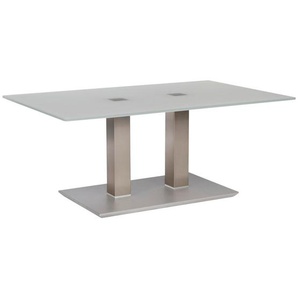 Couchtisch, Edelstahl, Nickel, Metall, Glas, rechteckig, eckig, Säule, Bodenplatte, 70x46-65x110 cm, höhenverstellbar, Wohnzimmer, Wohnzimmertische, Couchtische, Glas-Couchtische