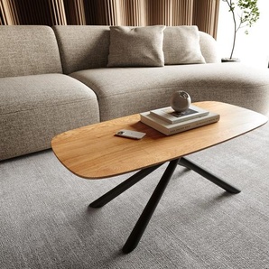 Couchtisch Edge Boot 100x50 cm Eiche Natur Schweizer Kante Sarity Metall Schwarz, Couchtische