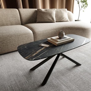 Couchtisch Edge Boot 100x50 cm Keramik Laminam® Noir Desir Braun Sarity Metall Schwarz, Couchtische