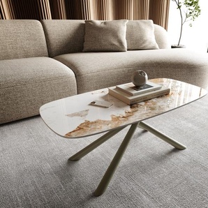 Couchtisch Edge Boot 100x50 cm Keramik Minas Melange Sarity Metall Effektfinish Titan, Couchtische