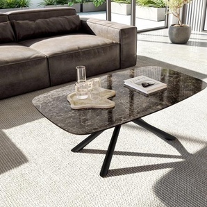 Couchtisch Edge Boot 120x70 cm Keramik Laminam® Emperador Extra Lucidato Dunkelbraun Sarity Metall Schwarz, Couchtische