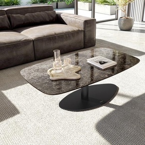 Couchtisch Edge Boot 120x70 cm Keramik Laminam® Emperador Extra Lucidato Dunkelbraun Vibany Metall Schwarz, Couchtische