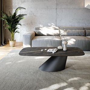 Couchtisch Edge Boot 140x80 cm Keramik Laminam® Noir Desir Braun Conis Metall Schwarz, Couchtische