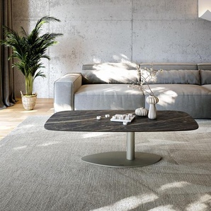 Couchtisch Edge Boot 140x80 cm Keramik Laminam® Noir Desir Braun Vibany Metall Effektfinish Titan, Couchtische