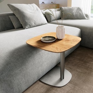 Couchtisch Edge Boot 50x50 cm Eiche Natur Schweizer Kante Eleny Edelstahl gebürstet, Couchtische