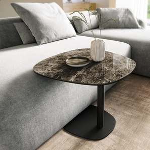 Couchtisch Edge Boot 60x60 cm Keramik Laminam® Emperador Extra Lucidato Dunkelbraun Eleny Metall Schwarz, Couchtische