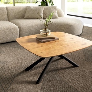 Couchtisch Edge Boot 90x90 cm Eiche Natur Schweizer Kante Sarity Metall Schwarz, Couchtische