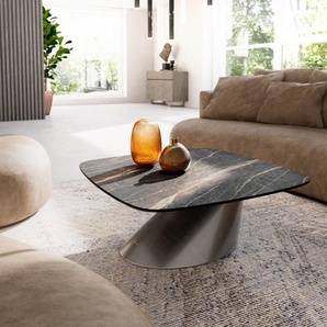 Couchtisch Edge Boot 90x90 cm Keramik Laminam® Noir Desir Braun Conis Metallic Silber, Couchtische