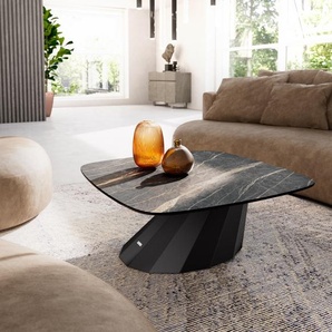 Couchtisch Edge Boot 90x90 cm Keramik Laminam® Noir Desir Braun Parabi Metall Schwarz, Couchtische