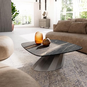 Couchtisch Edge Boot 90x90 cm Keramik Laminam® Noir Desir Braun Parabi Metallic Silber, Couchtische