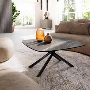 Couchtisch Edge Boot 90x90 cm Keramik Laminam® Noir Desir Braun Sarity Metall Schwarz, Couchtische