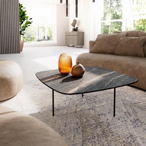 Couchtisch Edge Boot 90x90 cm Keramik Laminam® Noir Desir Braun Trive Metall Schwarz, Couchtische