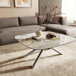Couchtisch Edge Boot 90x90 cm Keramik Minas Melange Sarity Edelstahl gebürstet, Couchtische