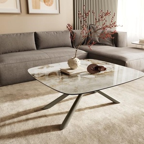 Couchtisch Edge Boot 90x90 cm Keramik Minas Melange Sarity Metall Effektfinish Titan, Couchtische