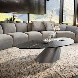 Couchtisch Edge Organisch 140x76 cm Keramik Laminam® Noir Desir Braun Conis Metallic Silber, Couchtische