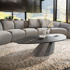 Couchtisch Edge Organisch 140x76 cm Keramik Laminam® Noir Desir Braun Parabi Metallic Silber, Couchtische