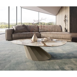 Couchtisch Edge Organisch 140x76 cm Keramik Minas Melange Parabi Metall Effektfinish Titan, Couchtische