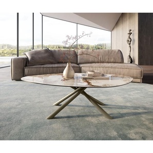 Couchtisch Edge Organisch 140x76 cm Keramik Minas Melange Sarity Metall Effektfinish Titan, Couchtische