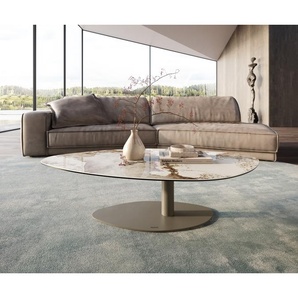 Couchtisch Edge Organisch 140x76 cm Keramik Minas Melange Vibany Metall Effektfinish Titan, Couchtische