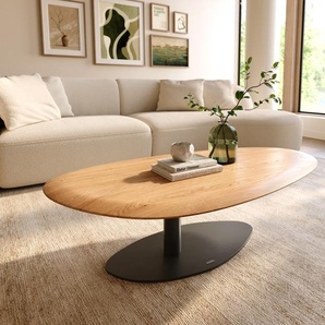 Couchtisch Edge Oval 140x75 cm Eiche Natur Runde Kante Vibany Metall Schwarz, Couchtische
