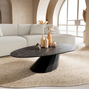 Couchtisch Edge Oval 140x75 cm Keramik Laminam® Noir Desir Braun Parabi Metall Schwarz, Couchtische