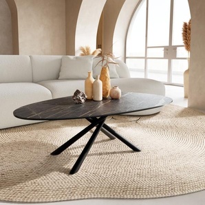 Couchtisch Edge Oval 140x75 cm Keramik Laminam® Noir Desir Braun Sarity Metall Schwarz, Couchtische