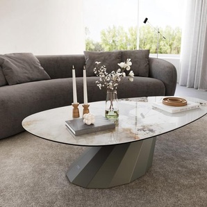 Couchtisch Edge Oval 140x75 cm Keramik Minas Melange Parabi Metall Effektfinish Titan, Couchtische