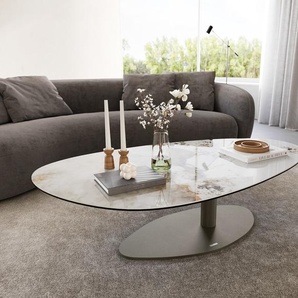 Couchtisch Edge Oval 140x75 cm Keramik Minas Melange Vibany Metall Effektfinish Titan, Couchtische