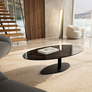 Couchtisch Edge Oval 140x80 cm Keramik Laminam® Emperador Extra Lucidato Dunkelbraun Vibany Metall Schwarz, Couchtische
